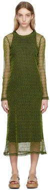 Song For The Mute Semi-sheer Fishnet Mesh Maxi Dress In Green / Black