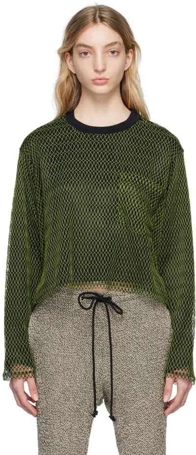 Song For The Mute Green & Black Layered Long Sleeve T-shirt In Green / Black
