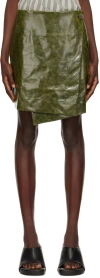 Song For The Mute Green Wrap Around Faux-leather Miniskirt In Grn Dark Green