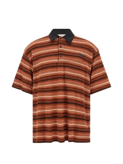 Song For The Mute Gym Striped Polo Shirt In Brown