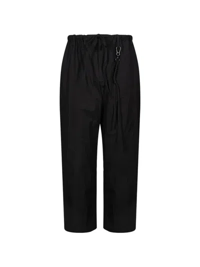 Song For The Mute Hakama Drawstring Straight-leg Trousers In Black