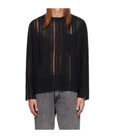 Song For The Mute Hollow Long Sleeve Sweater In Black