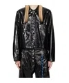Song For The Mute Black Cropped Faux-leather Jacket In Multi