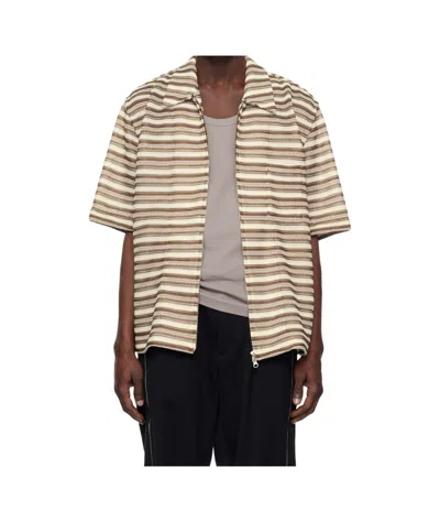 Song For The Mute Jacquard Striped Shirt In Brown
