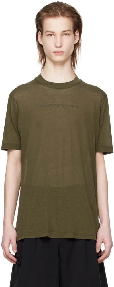 Song For The Mute Khaki 'dreaming Eyes Open' T-shirt In Army Green