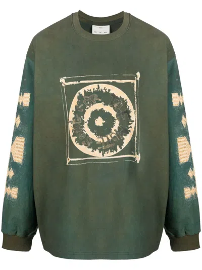 Song For The Mute Logo-print Long-sleeved Sweatshirt In Green