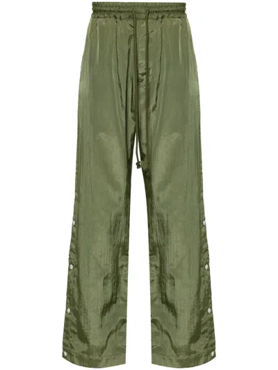 Song For The Mute Logo-studs Straight-leg Trousers In Green