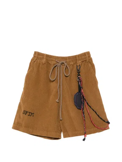 Song For The Mute Logo-embroidered Corduroy Shorts In Brown