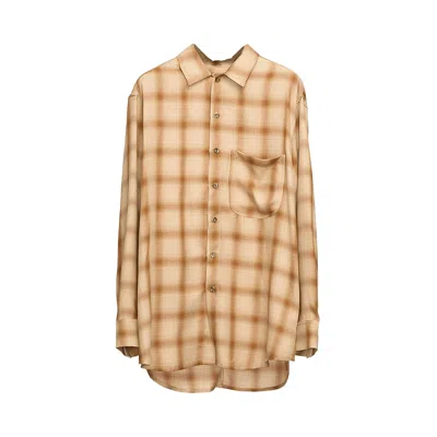 Pre-owned Song For The Mute Long-sleeve Oversized Shirt 'camel' | Tan | Men's Size 50 In Brown