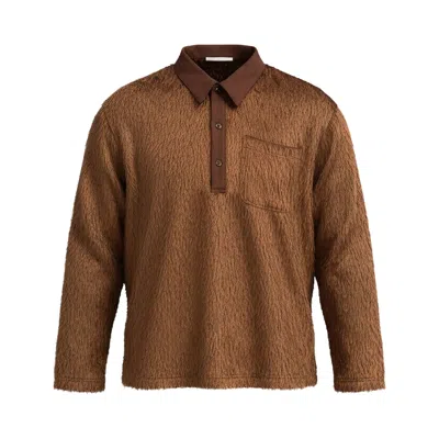 Pre-owned Song For The Mute Long-sleeve Polo 'brown' | Men's Size 52