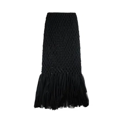 Pre-owned Song For The Mute Macrame Skirt 'black' | Women's Size 36