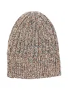 Song For The Mute Mélange-effect Ribbed Beanie In Brown