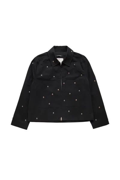 Song For The Mute Metal Bead Crop Patch Pocket Jacket Black
