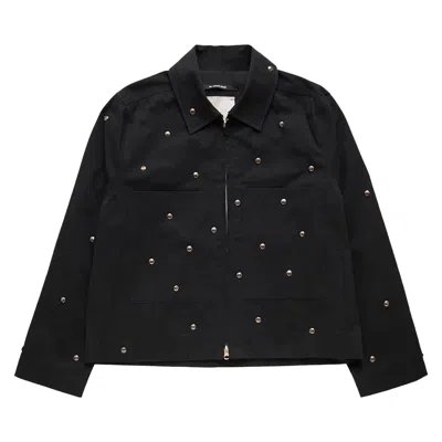 Pre-owned Song For The Mute Metal Bead Crop Patch Pocket Jacket 'black' | Men's Size 52