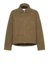 Song For The Mute Metal Bead Crop Patch Pocket Jacket In Dark Taupe