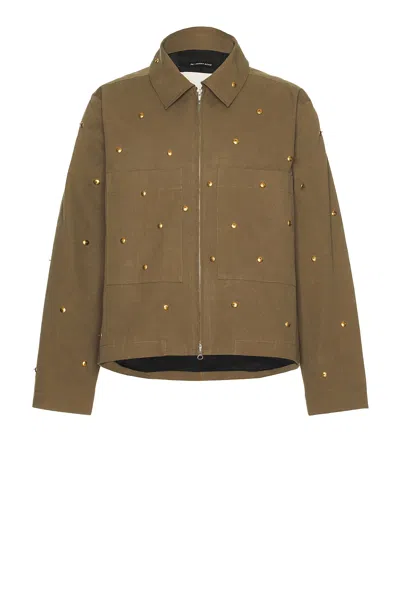 Song For The Mute Metal Bead Crop Patch Pocket Jacket In Dark Taupe
