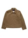 Song For The Mute Metal Bead Crop Patch Pocket Jacket Beige In Brown
