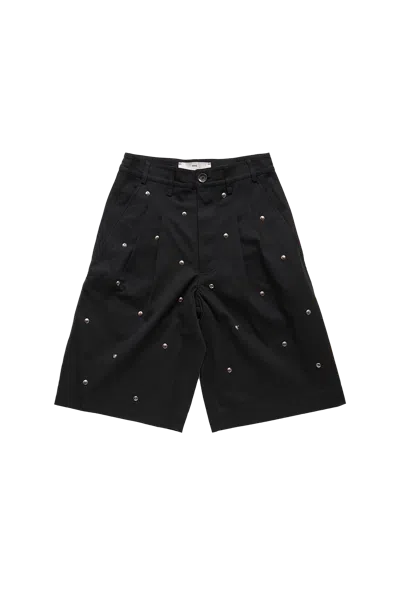 Song For The Mute Metal Bead Single Pleat Shorts Black