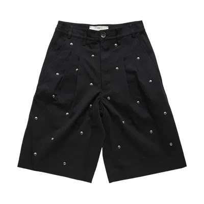 Pre-owned Song For The Mute Metal Bead Single Pleated Shorts 'black' | Men's Size 46