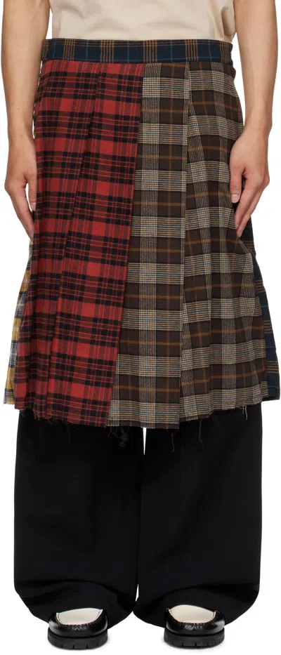 Song For The Mute Multicolor Tartan Flannel Pleated Shorts