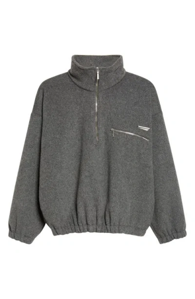 Song For The Mute Half-zip Chest-pocket Sweater In Gray