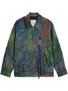 Song For The Mute Painterly-print Zip-up Jacket In Green