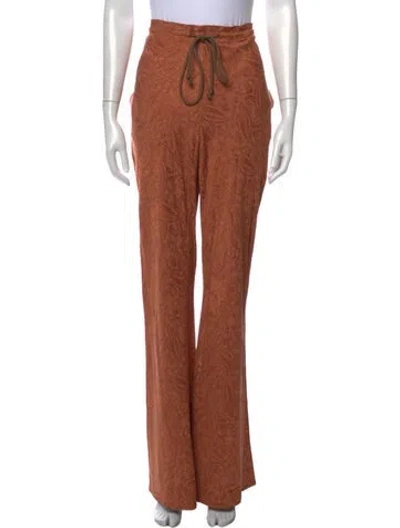 Pre-owned Song For The Mute Paisley Print Wide Leg Pants W/ Tags In Orange