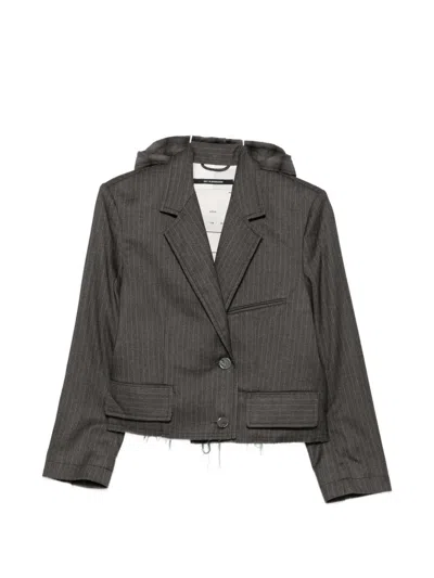 Song For The Mute Pinstripe Hooded Jacket In Gray