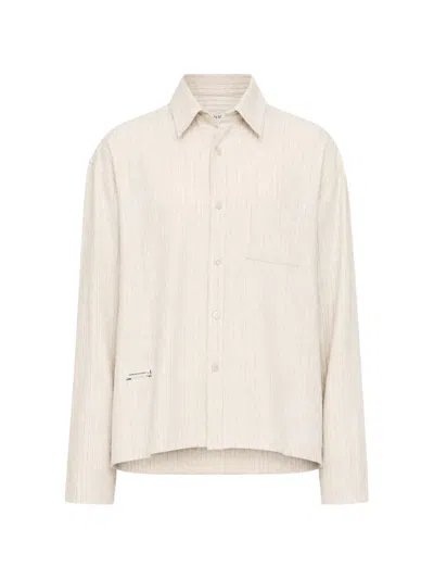 Song For The Mute Pinstripe-pattern Cropped Shirt In Neutral