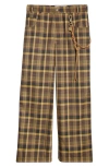 Shop Song For The Mute Plaid Wide Leg Pants In Mustard X Brown