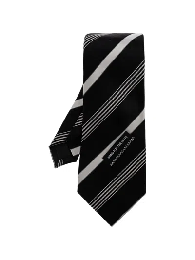 Song For The Mute Playground Striped Silk Tie In Black