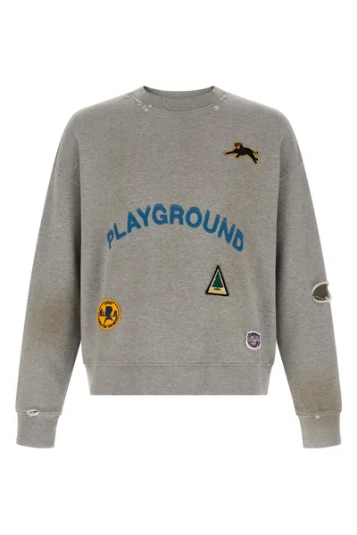 Song For The Mute Playground Distressed Sweater In Gray