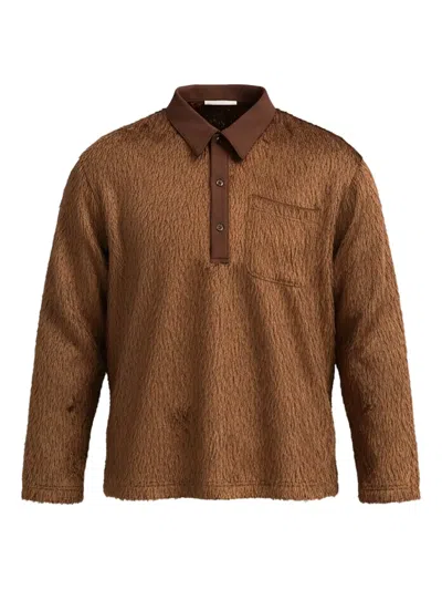 Song For The Mute Pocket Long-sleeve Polo Shirt In Brown