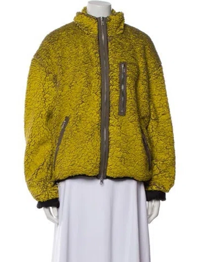 Pre-owned Song For The Mute Printed Faux Fur Jacket In Yellow