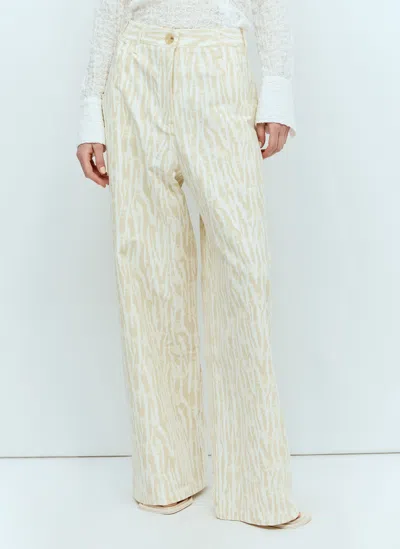 Song For The Mute Printed Trousers In Cream