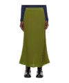 Song For The Mute Green Distressed Midi Skirt