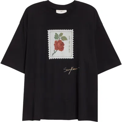Song For The Mute Rose Stamp Gym T-shirt In Black