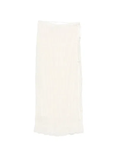 Song For The Mute Ruffled Midi Skirt In White