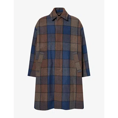 Song For The Mute S Coach Check Long Wool Coat Multi