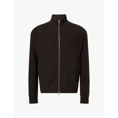 Song For The Mute S Funnel-neck Zip-up Wool-blend Cardigan Brown
