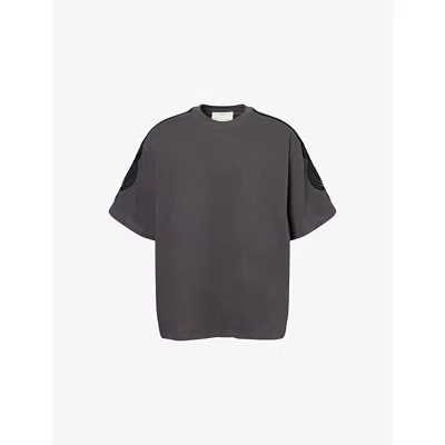 Song For The Mute S Applique Gym Relaxed-fit Cotton-jersey T-shirt Washed Black