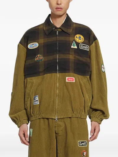 Song For The Mute Scout Patch-detail Corduroy Jacket In Green