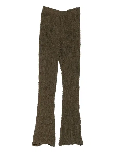 Song For The Mute Seersucker-texture Trousers In Green