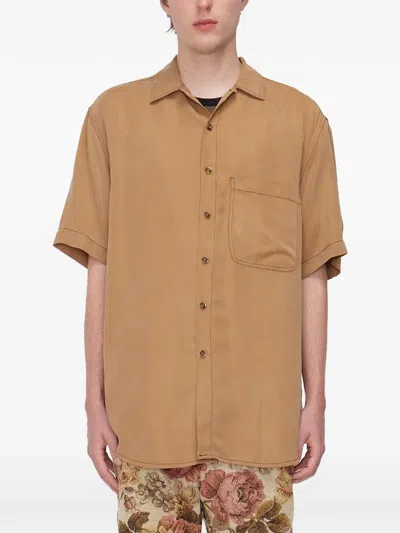 Song For The Mute Short Sleeve Oversized Shirt In Brown