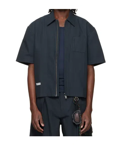 Song For The Mute Short-sleeved Zip-up Shirt In Black
