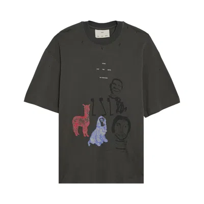 Pre-owned Song For The Mute Sketchbook Oversized Tee 'charcoal' | Grey | Men's Size 50 In Gray