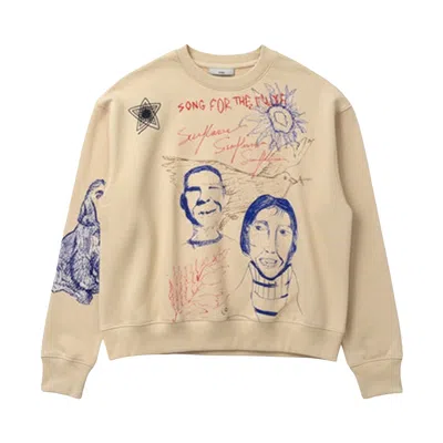 Pre-owned Song For The Mute Sketchbook Relaxed Pullover 'ivory' | White | Men's Size 54