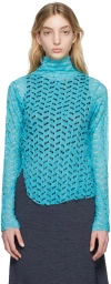 Song For The Mute Ssense Exclusive Blue Distressed Turtleneck In Blue