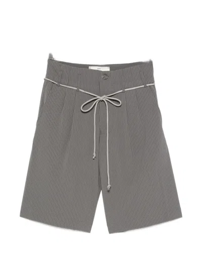 Song For The Mute Striped-pattern Drawstring Shorts In Gray
