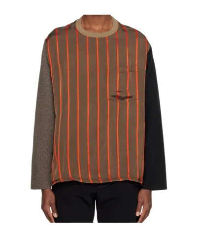 Song For The Mute Striped Sweatshirt In Brown